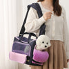 Warm Large-Capacity Pet Crossbody Bag β Multi-Purpose Nylon Carrier with Poop Bag & Pillow (Khaki/Yellow & Navy/Purple)